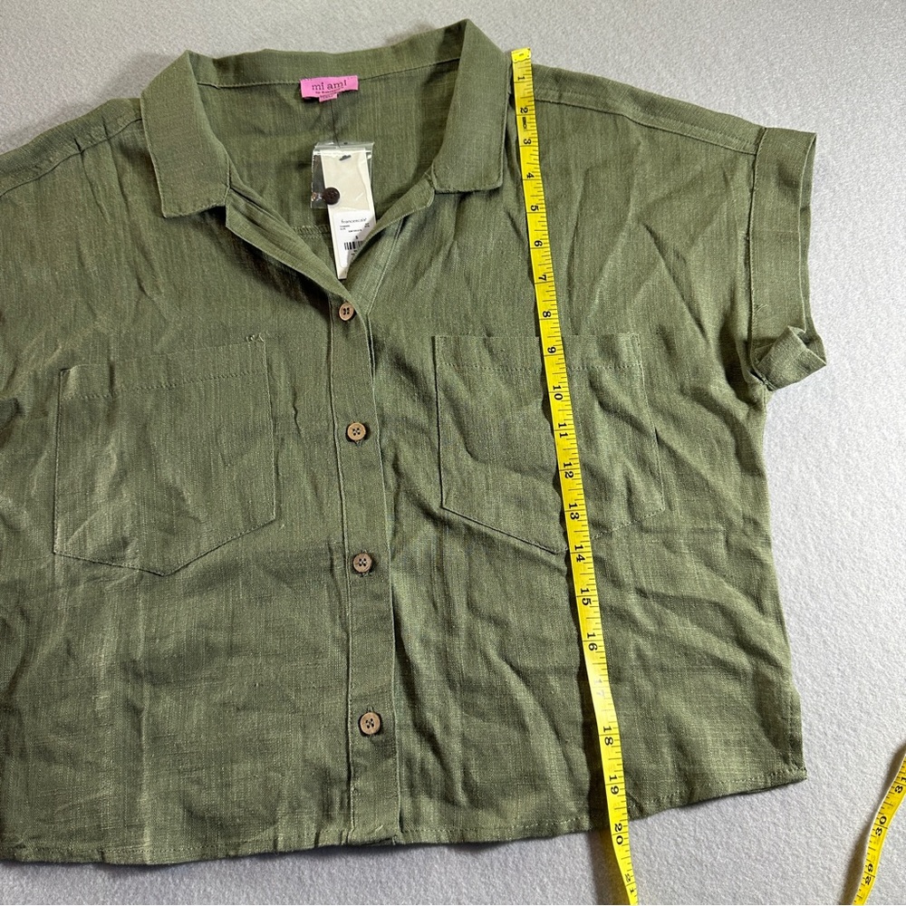 Miami for Francesca’s Women’s Small Green Button‎ Down Viscose/Linen Blend NWT - Picture 3 of 8